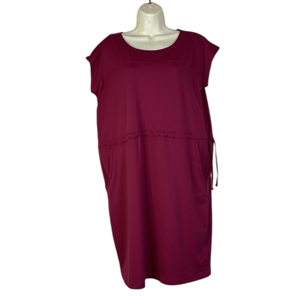Columbia Large Burgundy Athletic Dress Tie Waist Pockets sleeveless size M new